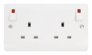13A 2 Gang DP O/B Switched Socket Outlet + Neons