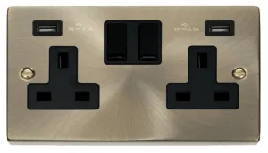 13A 2 Gang Switched Socket With Twin 2.1A USB Outl