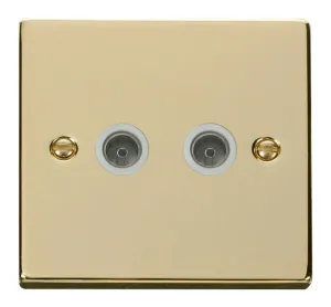 Twin Coaxial Socket Outlet - White
