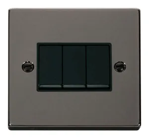 3 Gang 2 Way 10AX Switch - Black