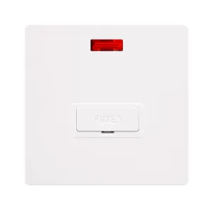 13A FUSED CONNECTION UNIT WITH NEON - METAL WHITE