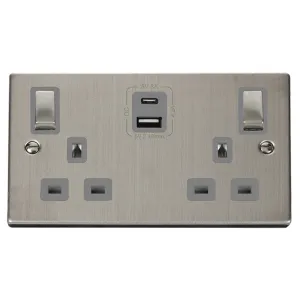 13A Ingot 2 Gang Switched Safety Shutter Socket Ou