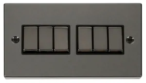 6 Gang 2 Way 'Ingot' 10AX Switch - Black