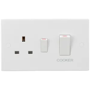 45A DP Switch & 13A Socket - White Rockers