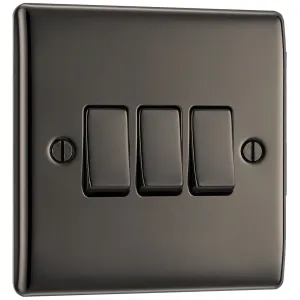 NEXUS METAL BLACK NICKEL TRIPLE SWITCH, 20A 16AX 2