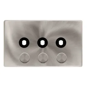 3 GANG UNFURNISHED DIMMER PLATE & KNOBS - BRUSHED