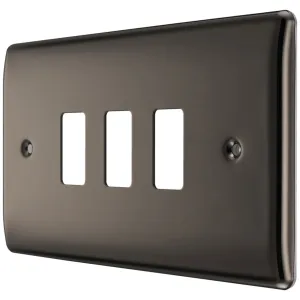 GRID FRONT PLATE SC/LESS - BLACK NICKEL - 3 GANG