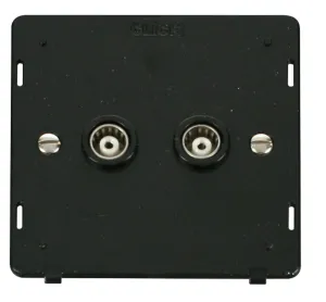 Twin Isolated Coaxial Socket Insert - Black
