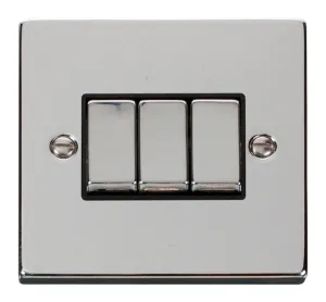 3 Gang 2 Way 'Ingot' 10AX Switch - Black