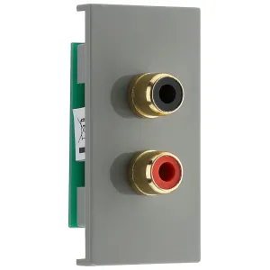 EURO MODULE RCA X 2 OUTLET, GREY