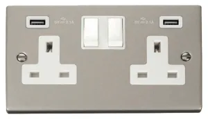 13A 2 Gang Switched Socket With Twin 2.1A USB Outl