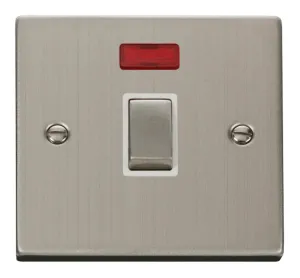 20A 1 Gang DP 'Ingot' Switch + Neon - White
