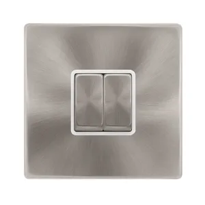 10AX INGOT 2 GANG 2 WAY SWITCH - BRUSHED STEEL COV