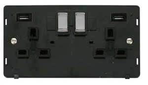 13A Ingot 2 Gang Switched Socket With Twin 2.1A US