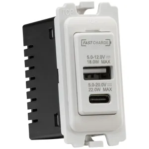 Dual USB A+C Module 20V DC 1.1A [22W FASTCHARGE]