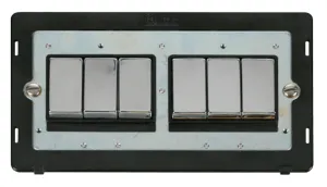 Ingot 10AX 6 Gang 2 Way Switch Insert - Black  / C
